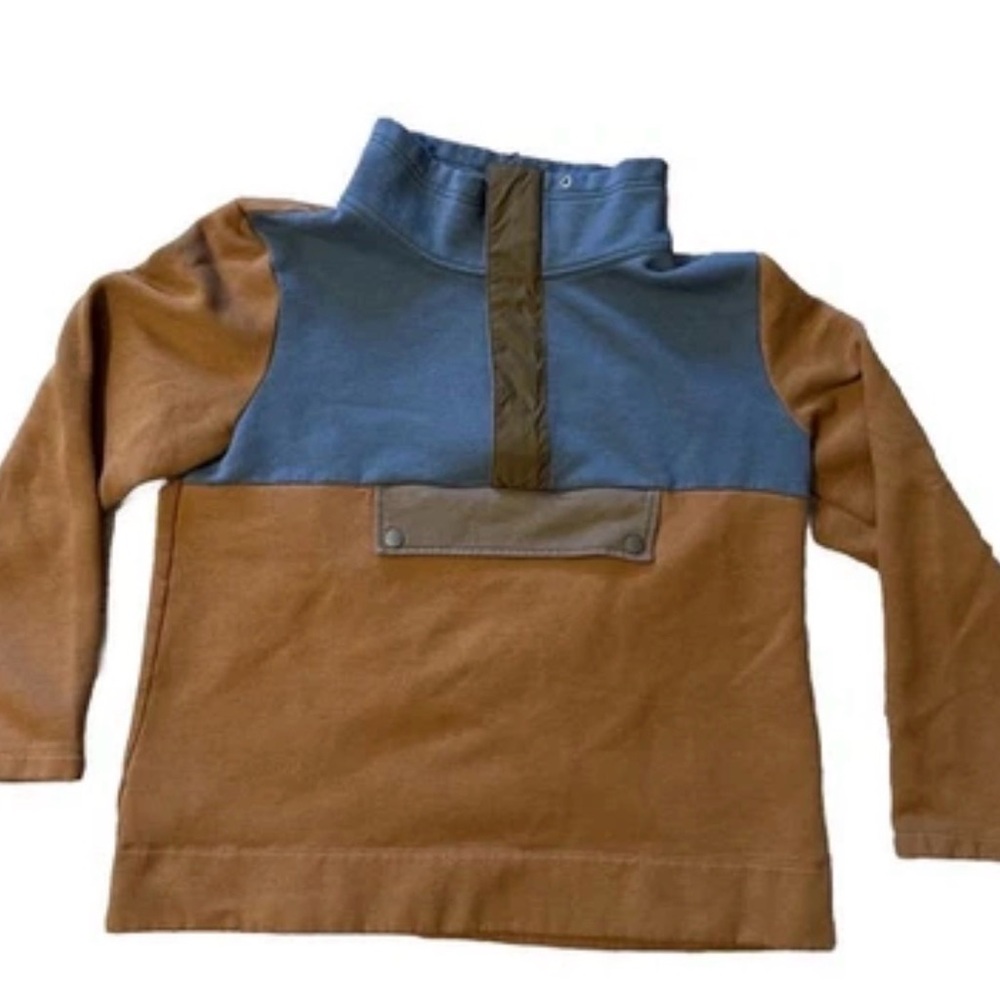 LL Bean Signature Men's XL Colorblock Anorak Sweater Brown/Blue Outdoors Casual
